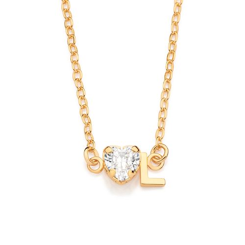 GOLD STUDDED INITIAL NECKLACE - LETTER INSERIR LETRA-LETTER L