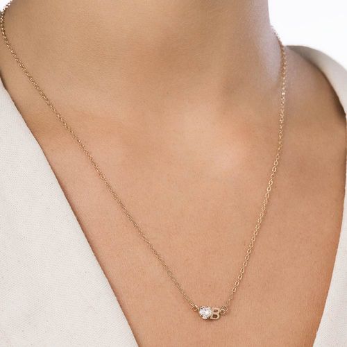 GOLD STUDDED INITIAL NECKLACE - LETTER INSERIR LETRA-LETTER B