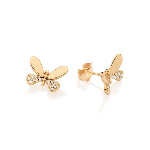 GOLD BRIGHT BUTTERFLY STUD EARRINGS