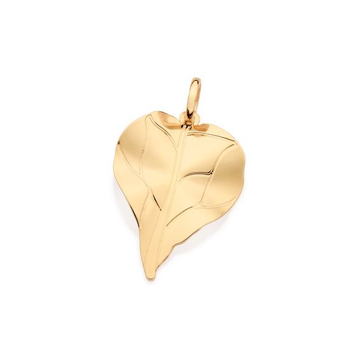 GOLD CURVED LEAF PENDANT