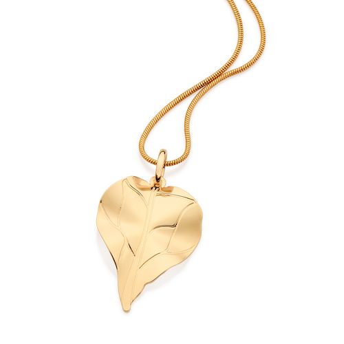 GOLD CURVED LEAF PENDANT