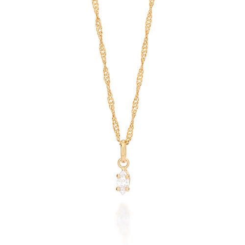 GOLD KID'S NAVETTE PENDANT IN RED